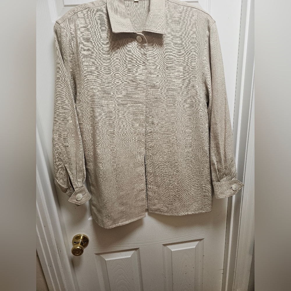 Perry Ellis Portfolio Men’s Linen Cardigan Size P | Beige | 100% Linen | Pockets - Picture 4 of 11